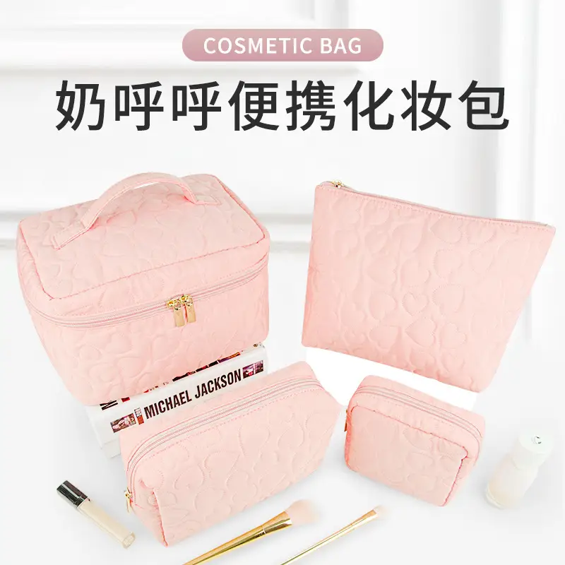 Portable Transparent Makeup Brush Storage Bag Pink Gold — feature 1