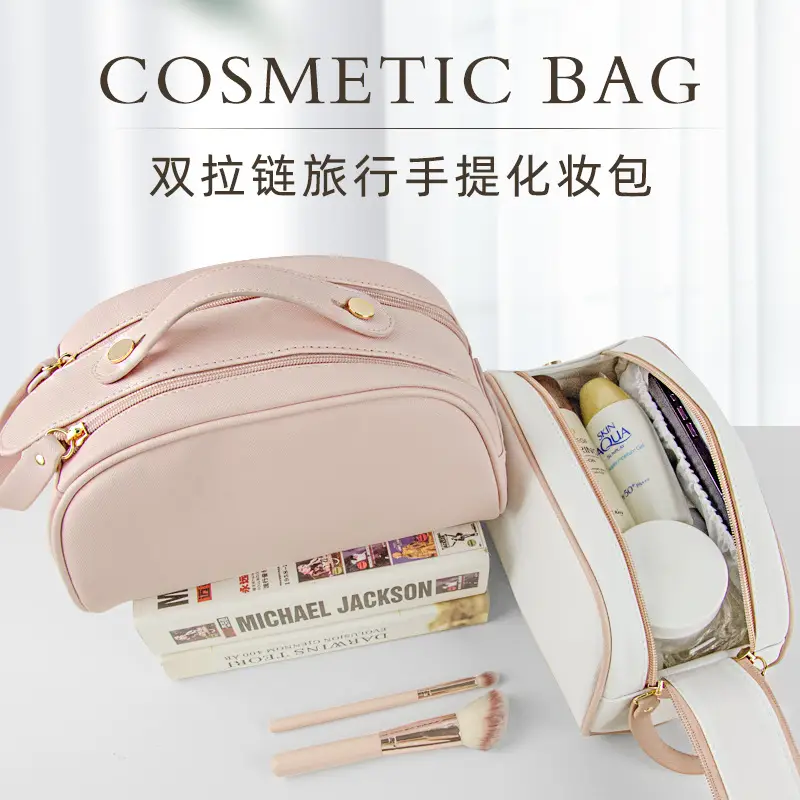 Portable Transparent Makeup Brush Storage Bag Pink Gold — feature 7