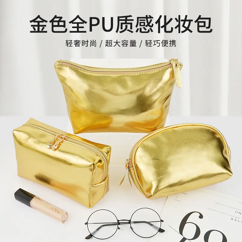Portable Transparent Makeup Brush Storage Bag Pink Gold — feature 9