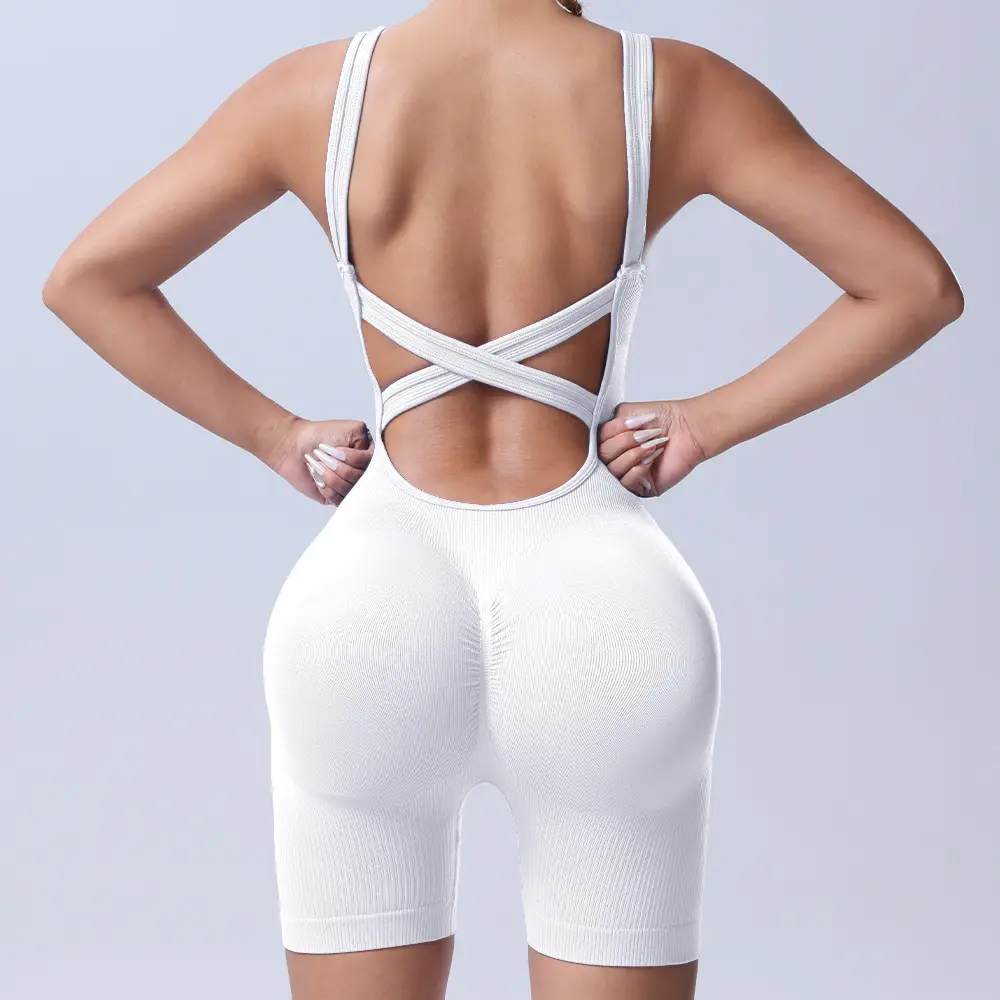 Peach Cross Back Yoga Pants for Women — feature 12