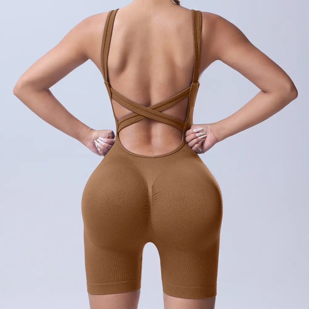 Peach Cross Back Yoga Pants for Women — feature 24