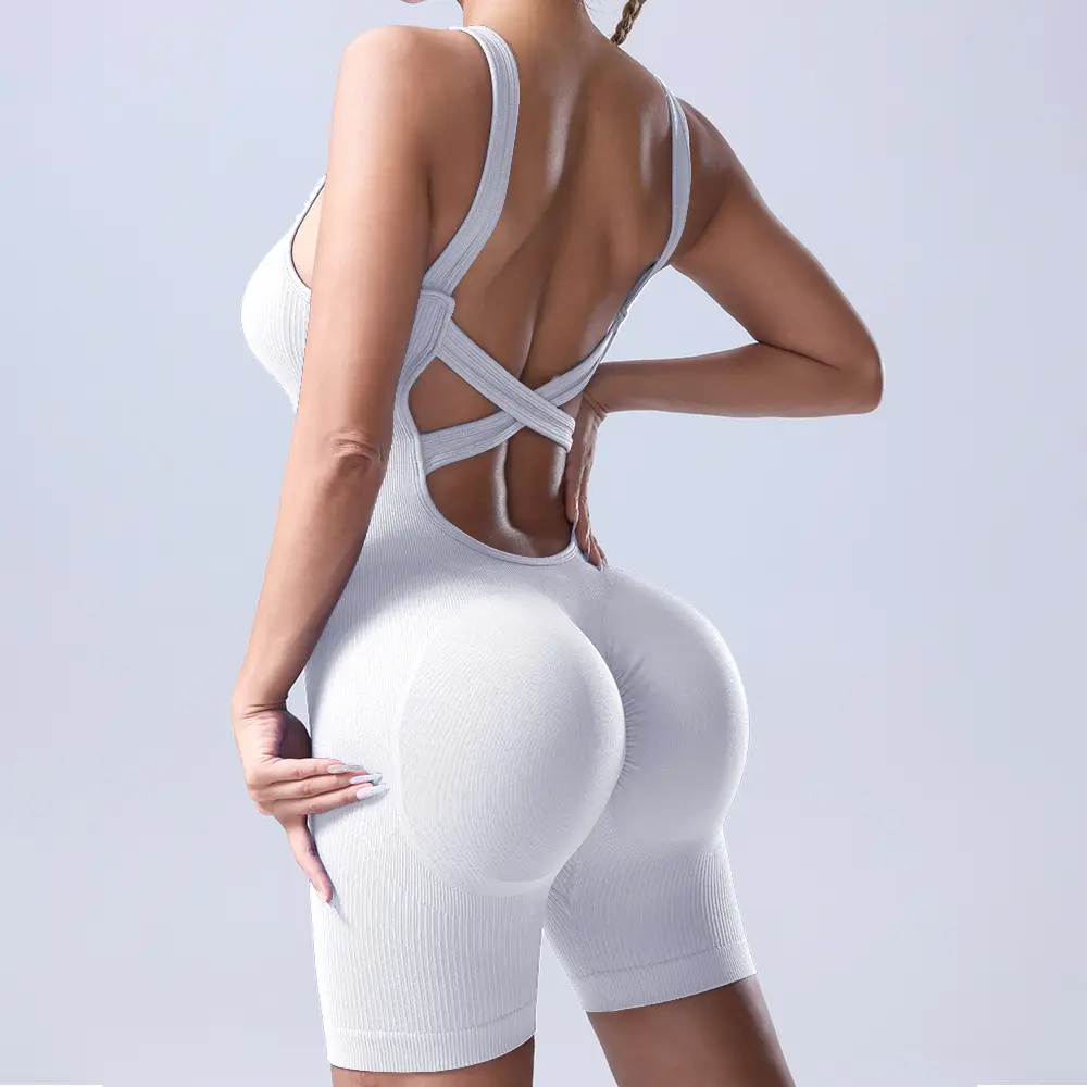 Peach Cross Back Yoga Pants for Women - Image 4