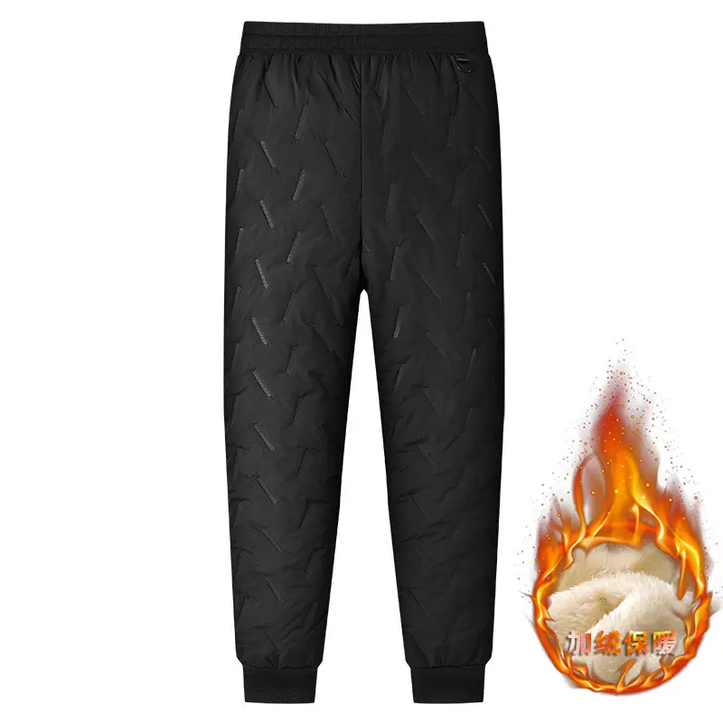 Men's Fleece Lined Warm Pants Black Winter - Image 2