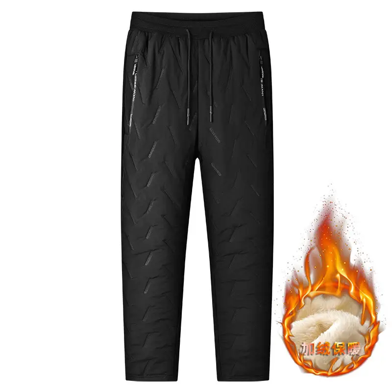 Men's Fleece Lined Warm Pants Black Winter - Image 4