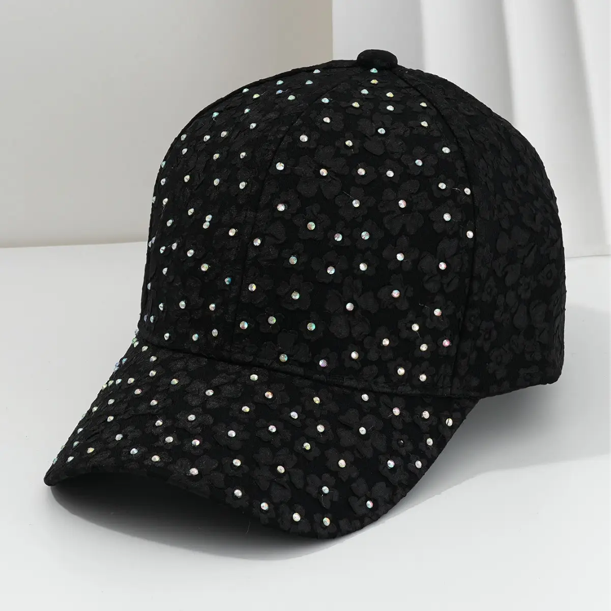 Beige Flower Embellished Baseball Cap for Women Men - Image 6