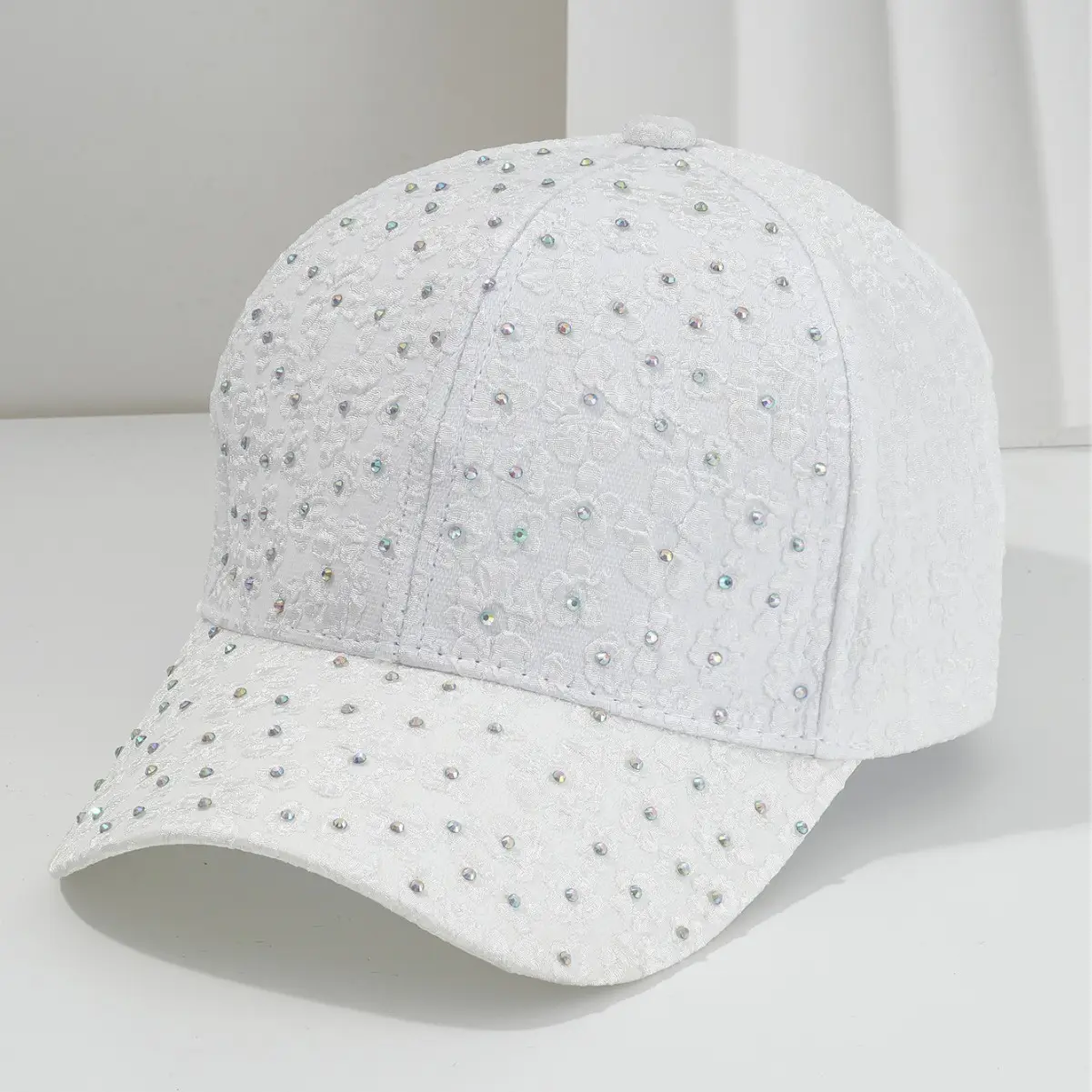 Beige Flower Embellished Baseball Cap for Women Men - Image 7