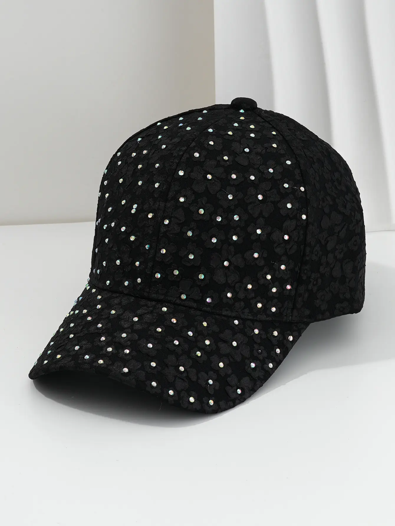 Beige Flower Embellished Baseball Cap for Women Men - Image 2