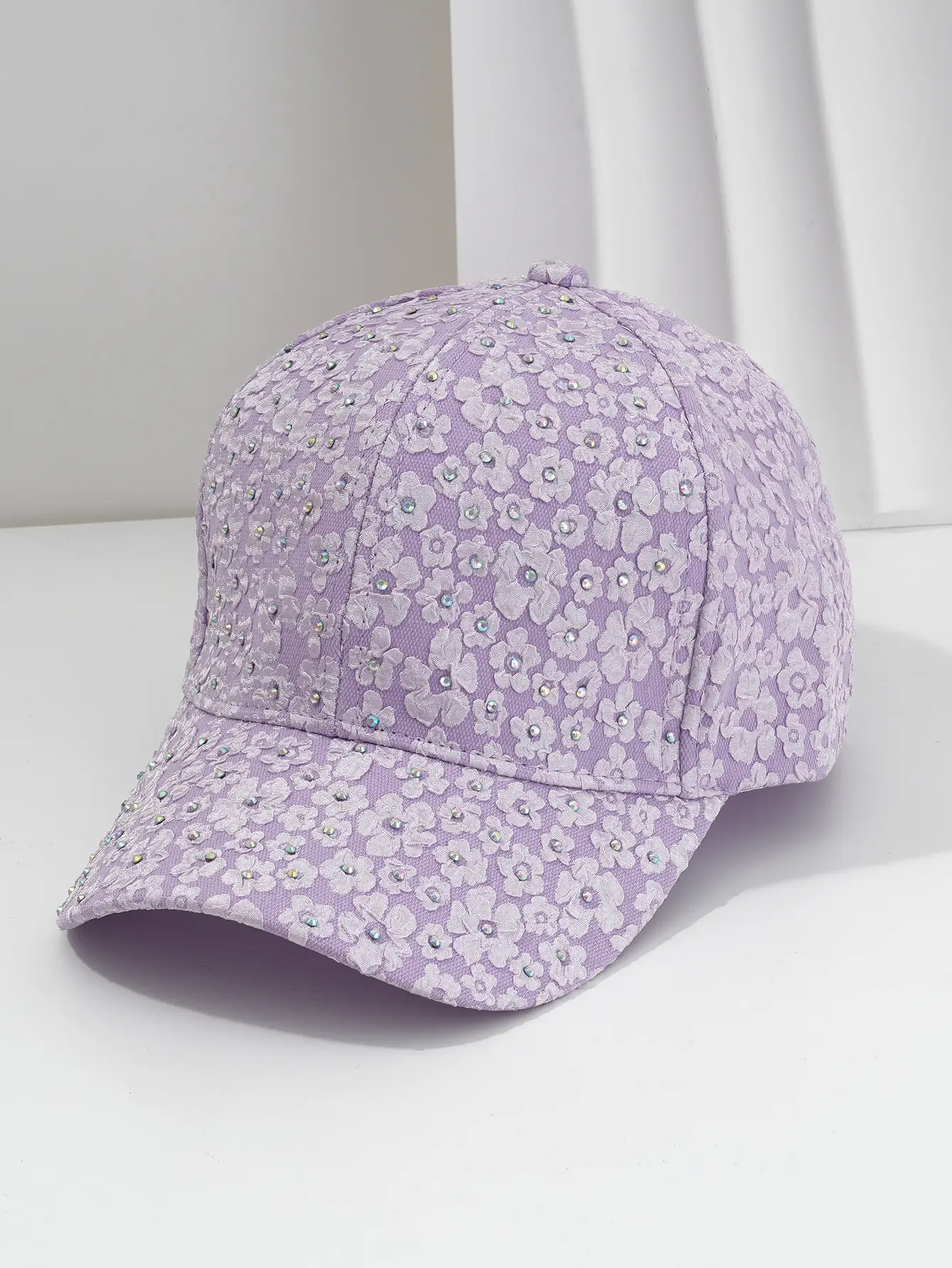 Beige Flower Embellished Baseball Cap for Women Men - Image 4
