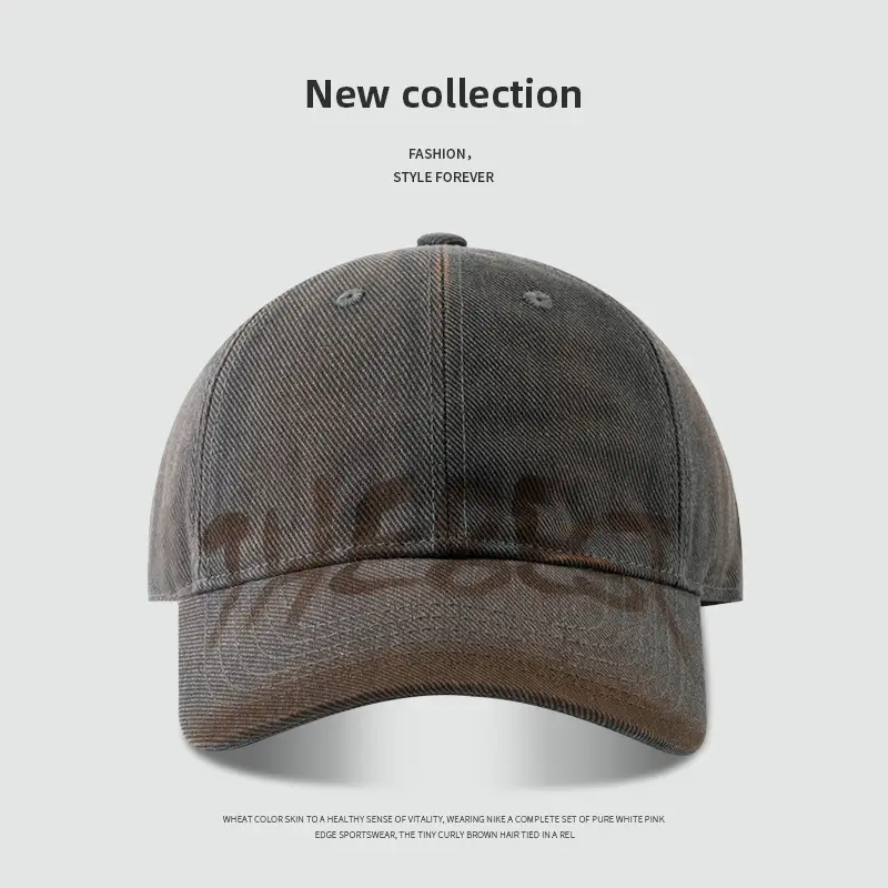 Washed Old American Casual Retro Big Head Waving Cap Showface Small Personality Letter Graffiti Fashion Baseball Cap - Image 2