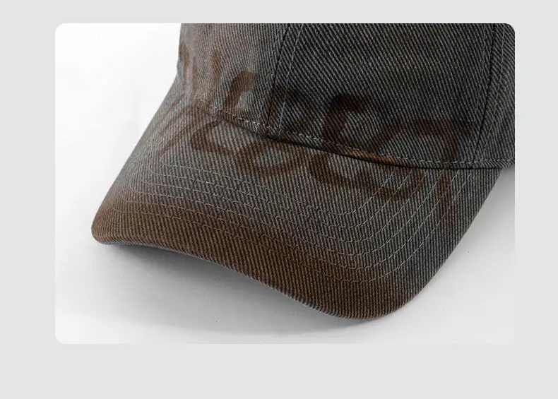 Washed Old American Casual Retro Big Head Waving Cap Showface Small Personality Letter Graffiti Fashion Baseball Cap — feature 3