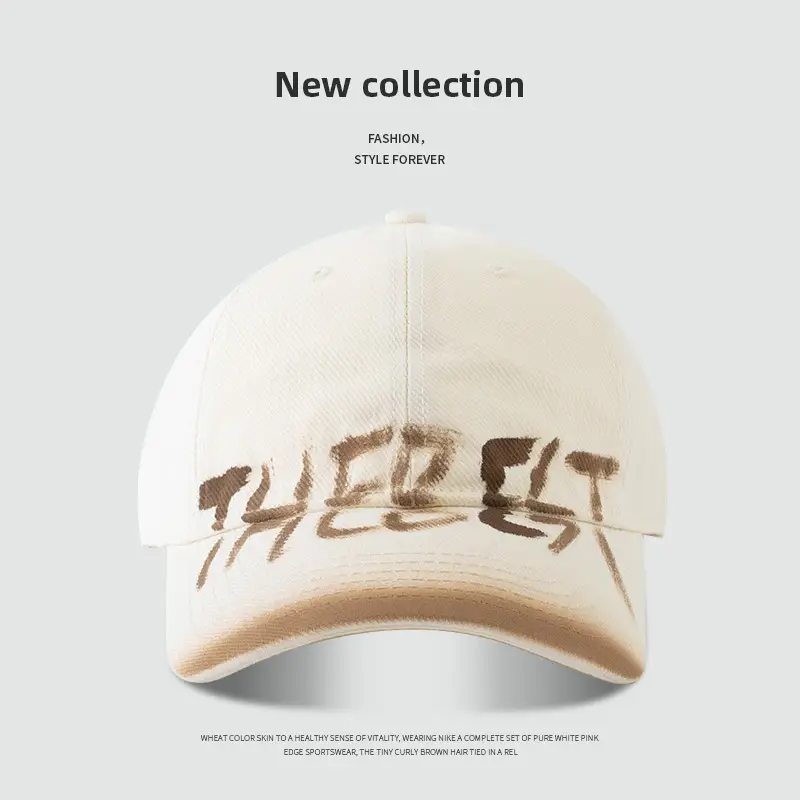 Washed Old American Casual Retro Big Head Waving Cap Showface Small Personality Letter Graffiti Fashion Baseball Cap - Image 4