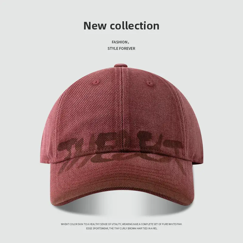 Washed Old American Casual Retro Big Head Waving Cap Showface Small Personality Letter Graffiti Fashion Baseball Cap - Image 5