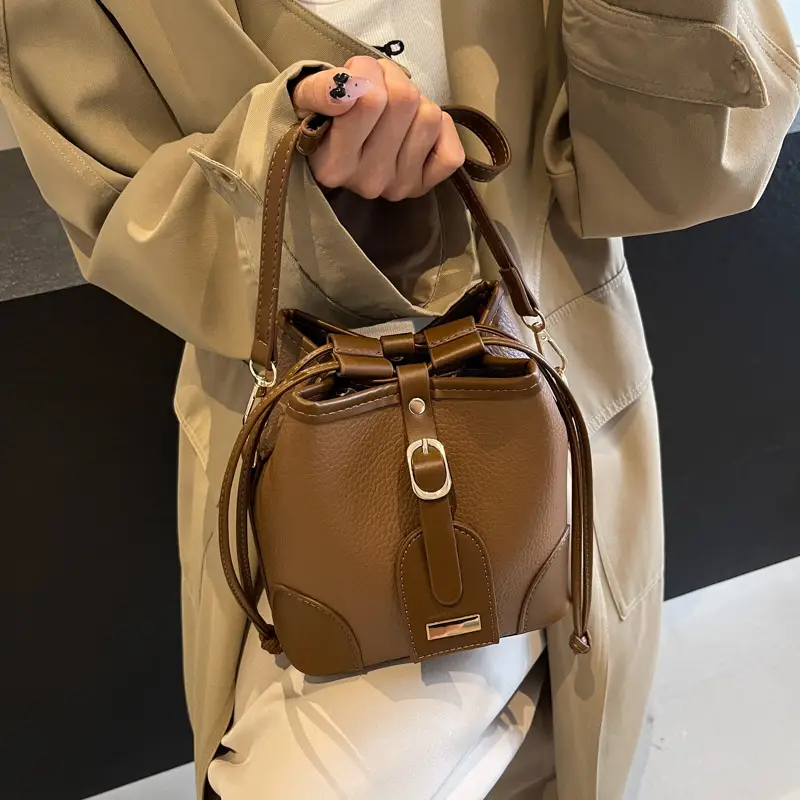 Vintage Brown Bucket Bag for Women 2024 - Image 6