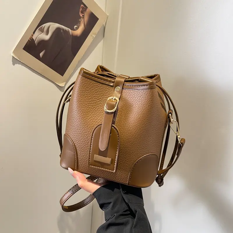 Vintage Brown Bucket Bag for Women 2024 - Image 4