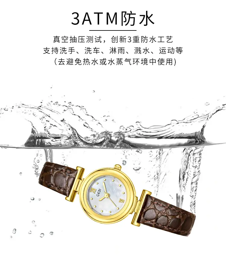 Gold Watch for Women with Blue Dial & Black Leather Belt — feature 6