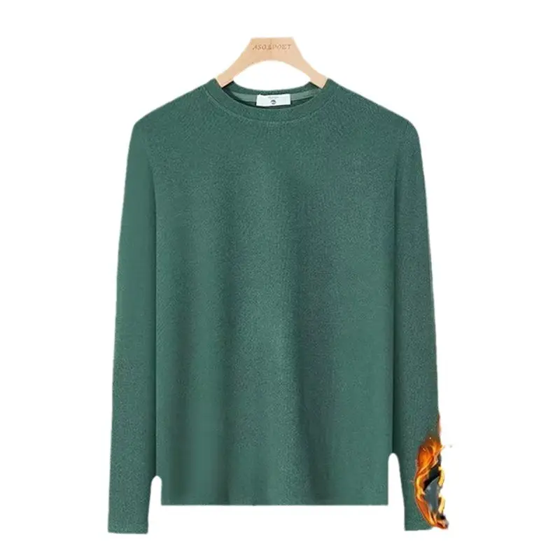 Men's Velvet Round Neck Long Sleeve T-Shirt Brown