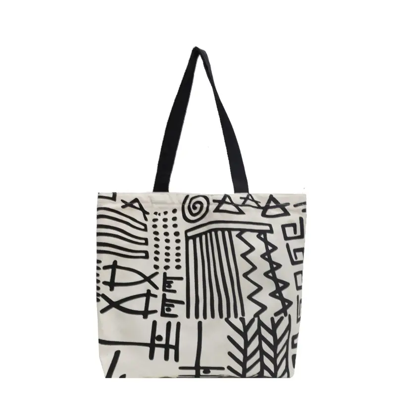 Women Canvas Graffiti Tote Bag Large Capacity Korean Style - Image 6