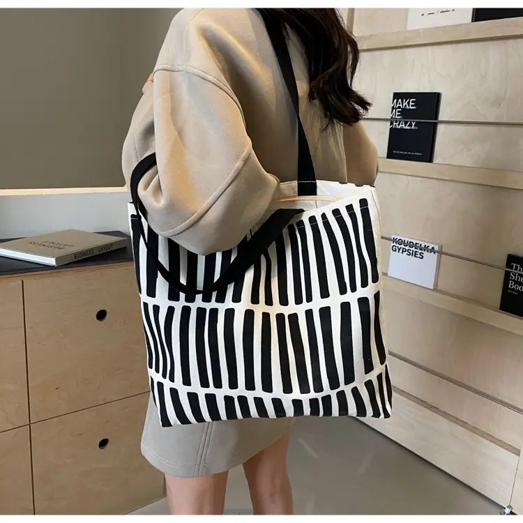Women Canvas Graffiti Tote Bag Large Capacity Korean Style — feature 19
