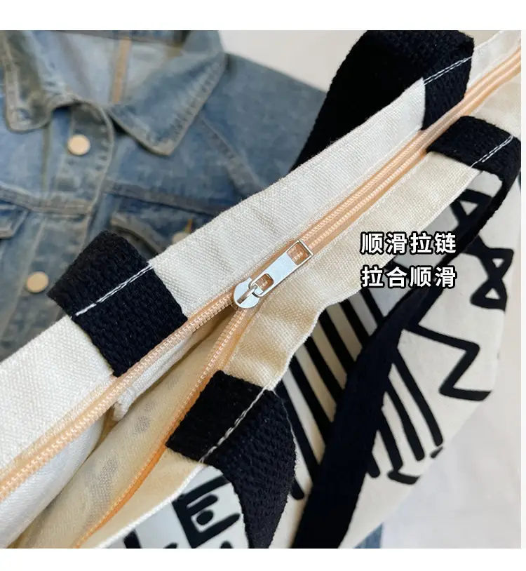 Women Canvas Graffiti Tote Bag Large Capacity Korean Style — feature 4