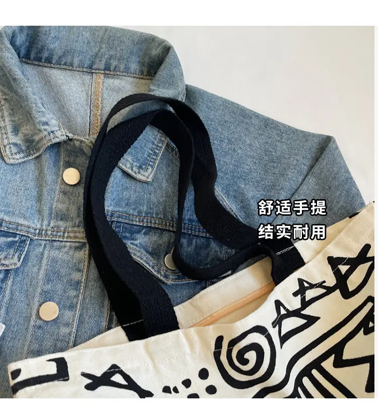 Women Canvas Graffiti Tote Bag Large Capacity Korean Style — feature 5