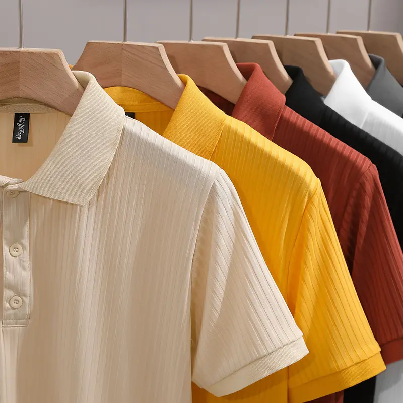 Men Classic Polo T-Shirt Cream Yellow Red Black - Image 7