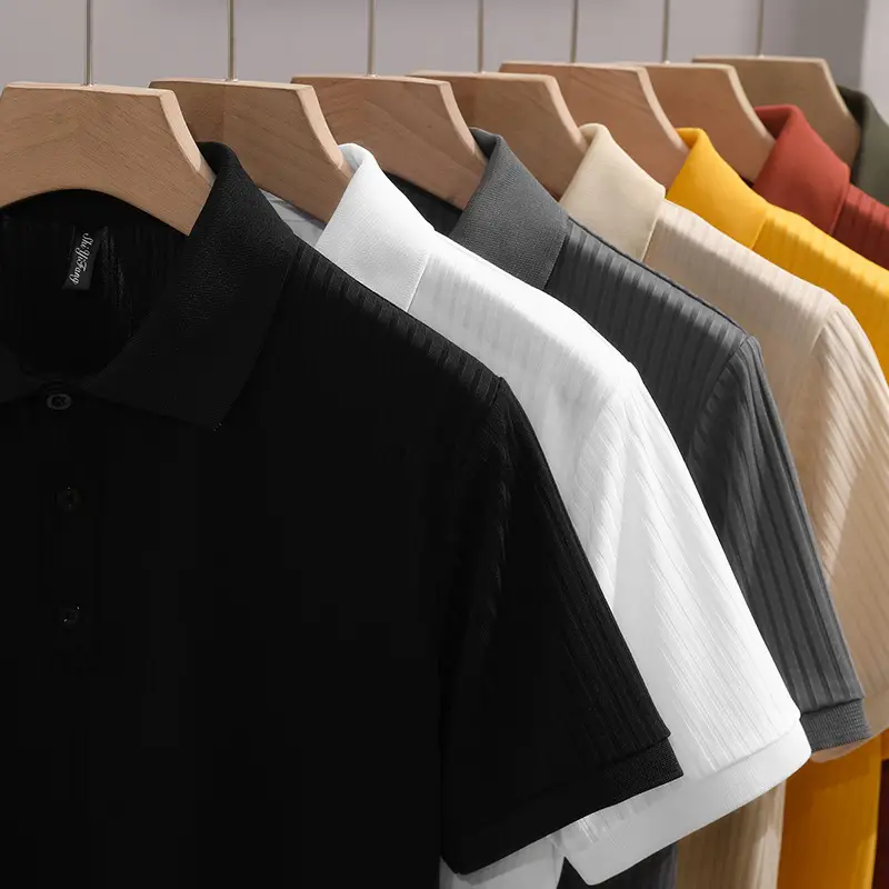 Men Classic Polo T-Shirt Cream Yellow Red Black - Image 8