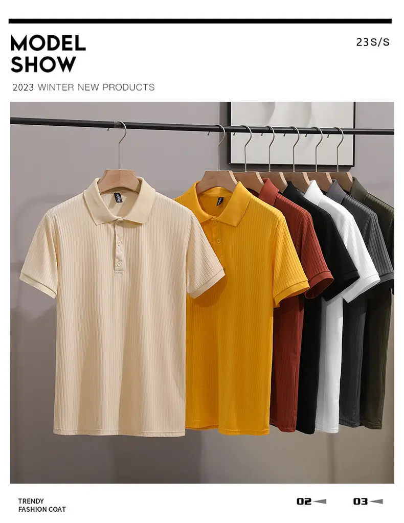 Men Classic Polo T-Shirt Cream Yellow Red Black — feature 5