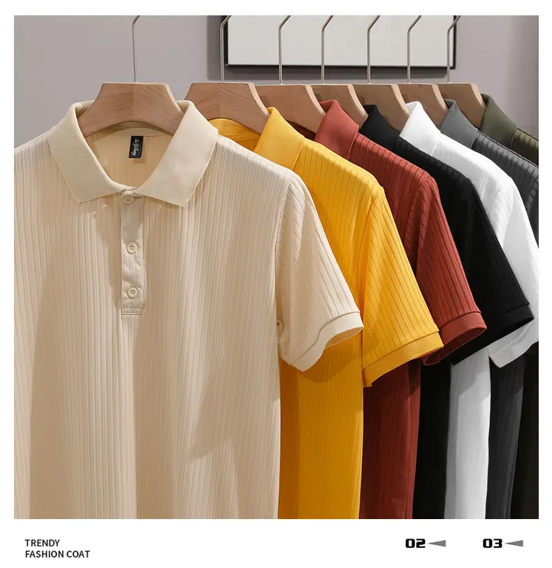 Men Classic Polo T-Shirt Cream Yellow Red Black — feature 6