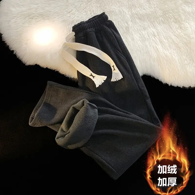 Men's Winter Fleece Warm Trouser Set Black - Image 4