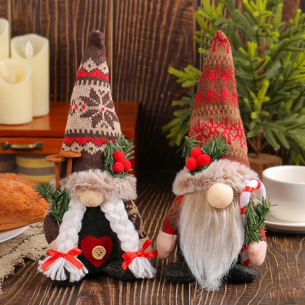 New Christmas Knitted Snowflake Pointed Hat Doll Ornaments