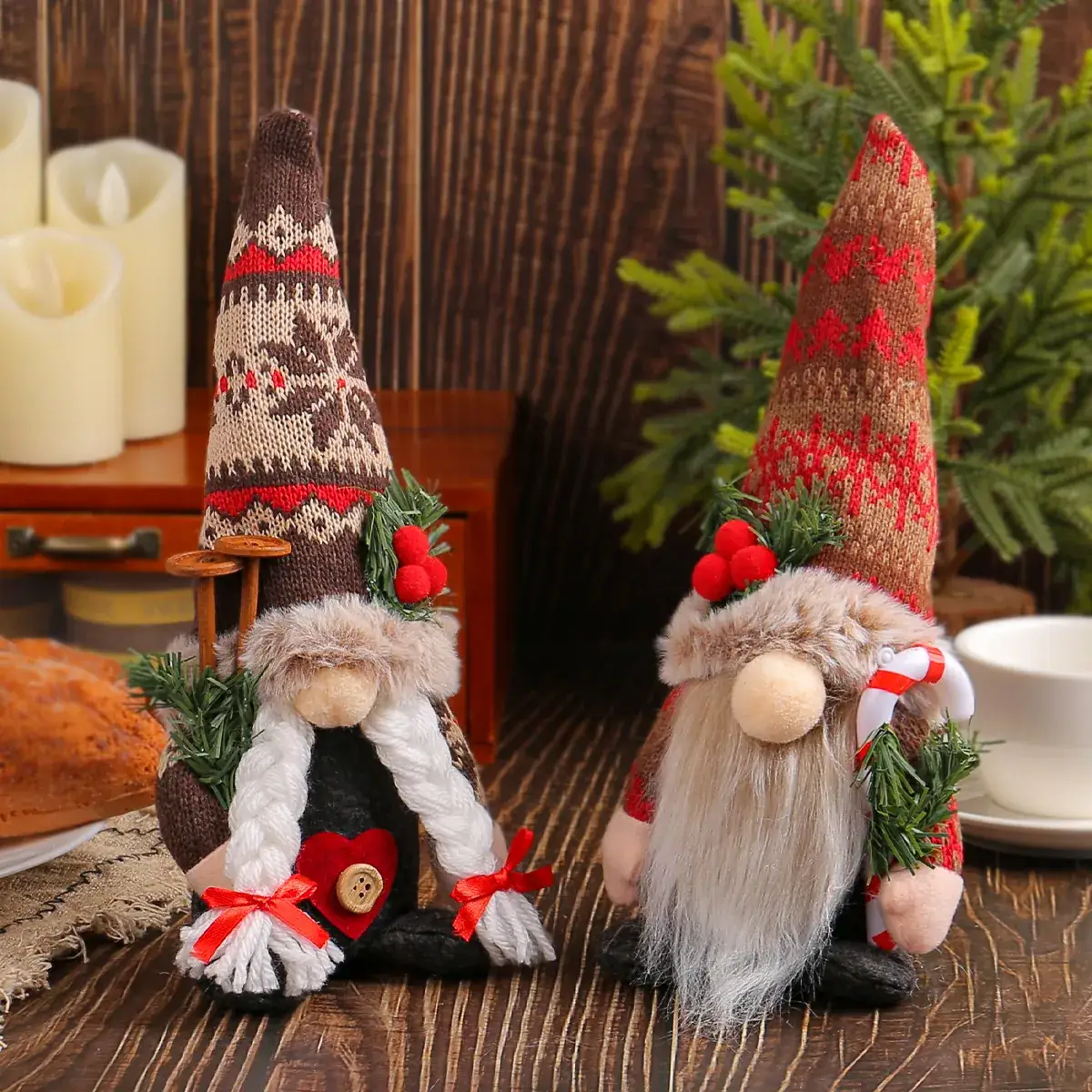 New Christmas Knitted Snowflake Pointed Hat Doll Ornaments
