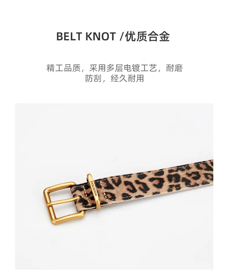 Women Leopard Print Genuine Leather Belt with Gold Buckle — feature 6