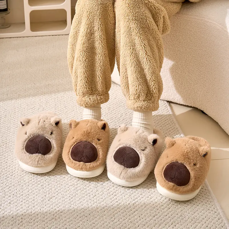 Ugly Kapibara Cotton Slippers Autumn and Winter Cotton Slippers Household Women's Home Wool Slippers Indoor Cotton Shoes Home Slippers