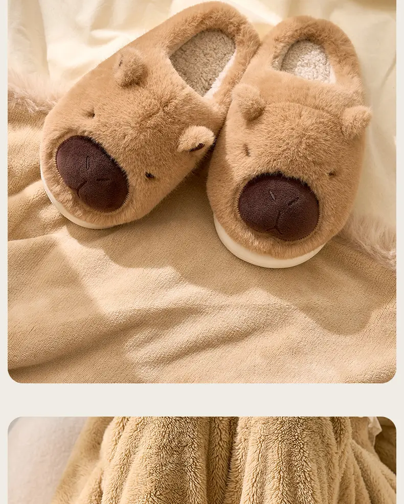 Ugly Kapibara Cotton Slippers Autumn and Winter Cotton Slippers Household Women's Home Wool Slippers Indoor Cotton Shoes Home Slippers — feature 15