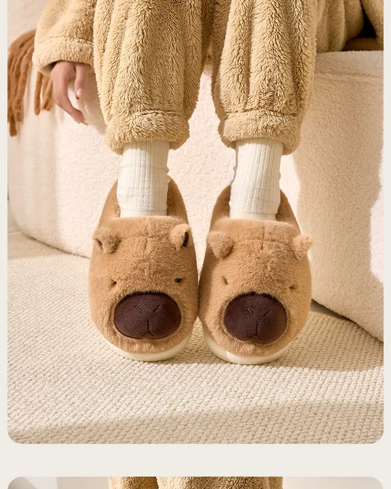 Ugly Kapibara Cotton Slippers Autumn and Winter Cotton Slippers Household Women's Home Wool Slippers Indoor Cotton Shoes Home Slippers — feature 16