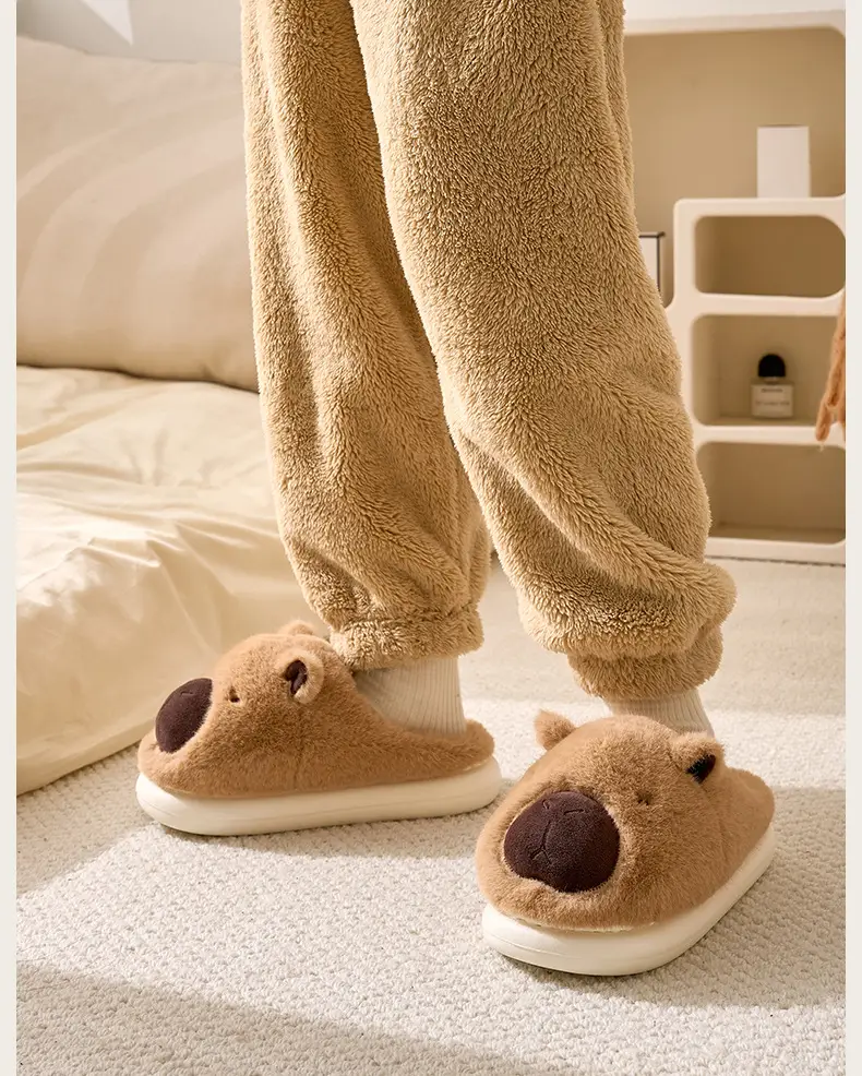 Ugly Kapibara Cotton Slippers Autumn and Winter Cotton Slippers Household Women's Home Wool Slippers Indoor Cotton Shoes Home Slippers — feature 17