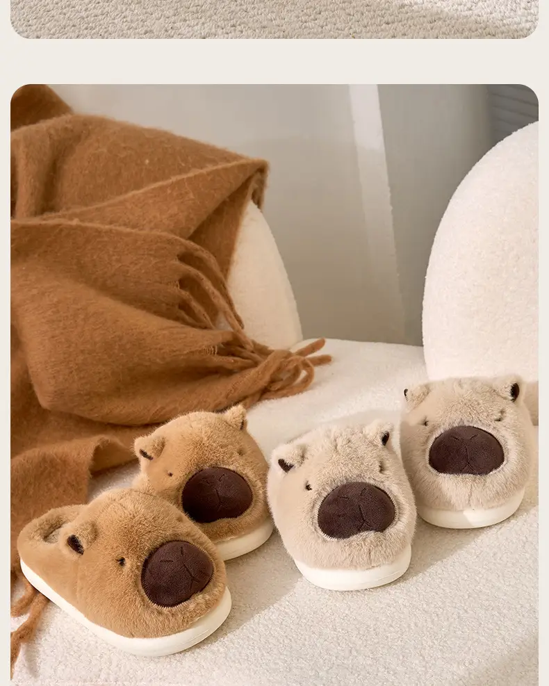 Ugly Kapibara Cotton Slippers Autumn and Winter Cotton Slippers Household Women's Home Wool Slippers Indoor Cotton Shoes Home Slippers — feature 18