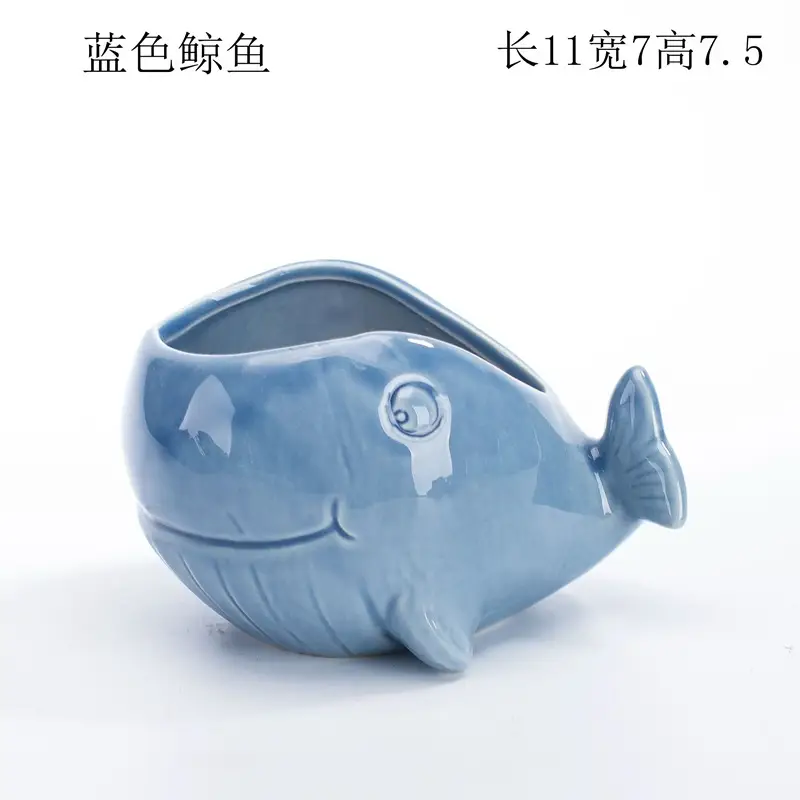 Ocean Fleshy Flower Pot Ornaments Cute Cartoon Whale Shell Meat Plant Small Flower Pot Cross-border Special for Wholesale