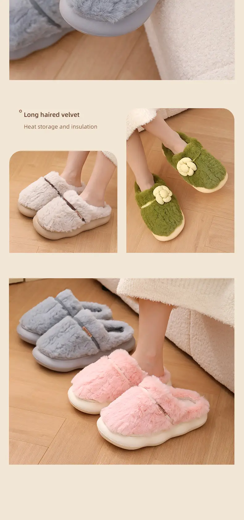 Thick-soled cotton slippers for women's winter indoor home non-slip month winter poop feeling lovers thick-soled fleece-lined cotton slippers for men — feature 10
