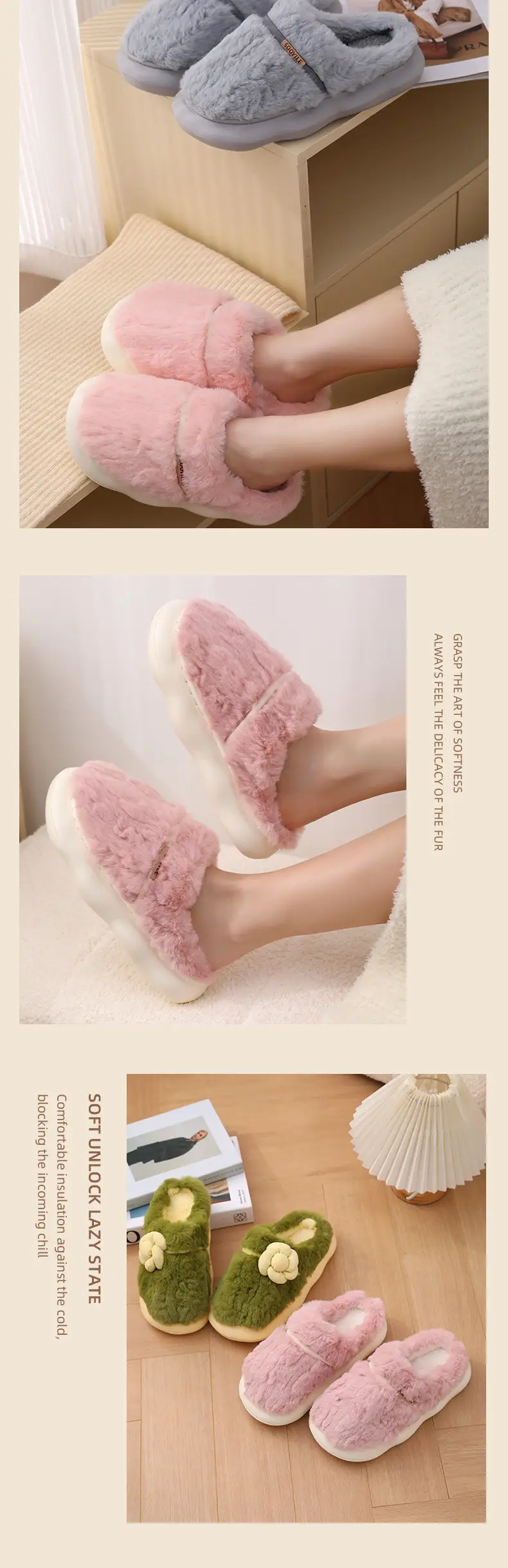 Thick-soled cotton slippers for women's winter indoor home non-slip month winter poop feeling lovers thick-soled fleece-lined cotton slippers for men — feature 8