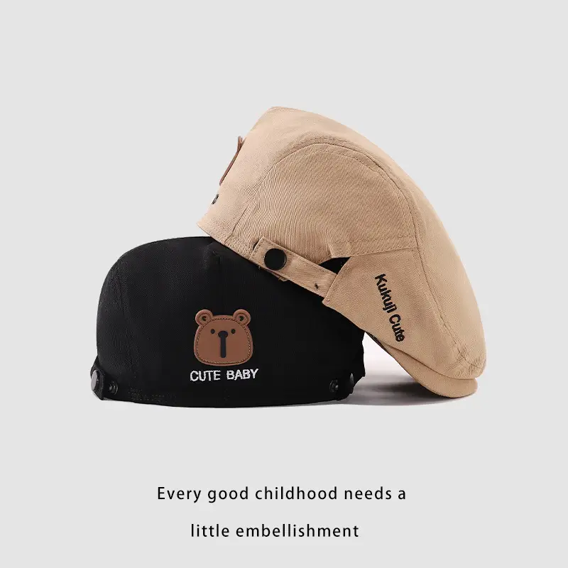 Baby Hat with Bear Embroidery Winter Warm Cap - Image 8