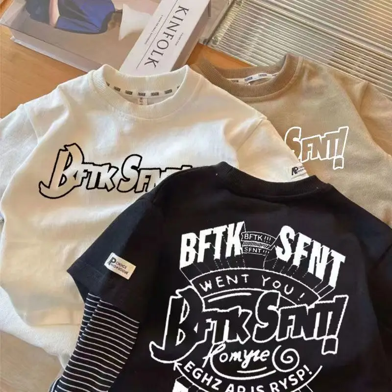 American Style Retro T-Shirt for Boys Long Sleeve Loose Fit - Image 4