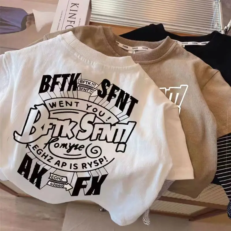 American Style Retro T-Shirt for Boys Long Sleeve Loose Fit - Image 5