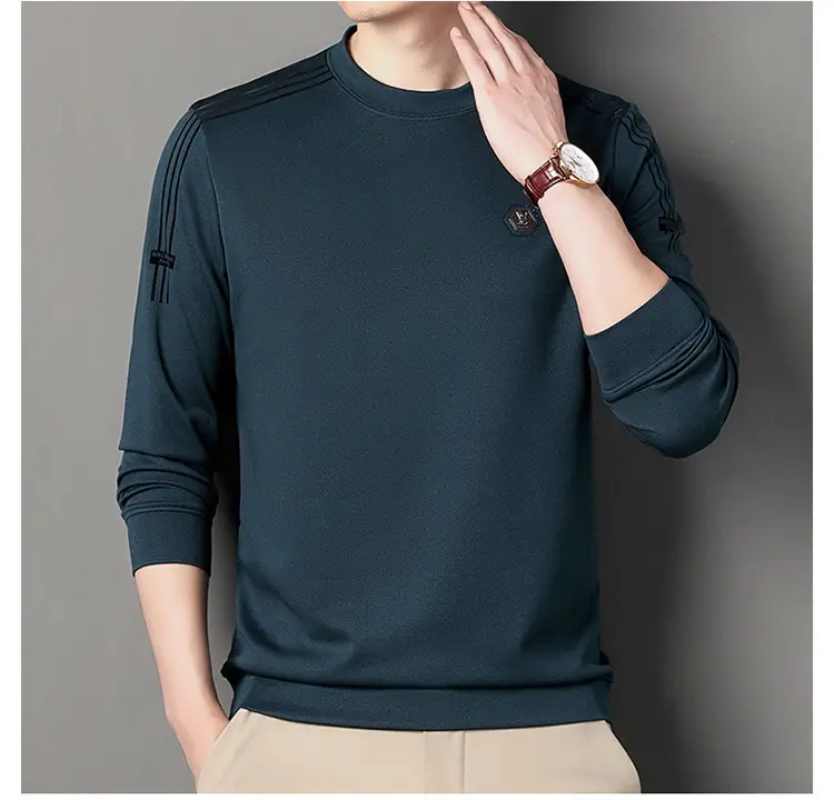 Men Black Long Sleeve T-Shirt Round Neck Casual Wear — feature 18