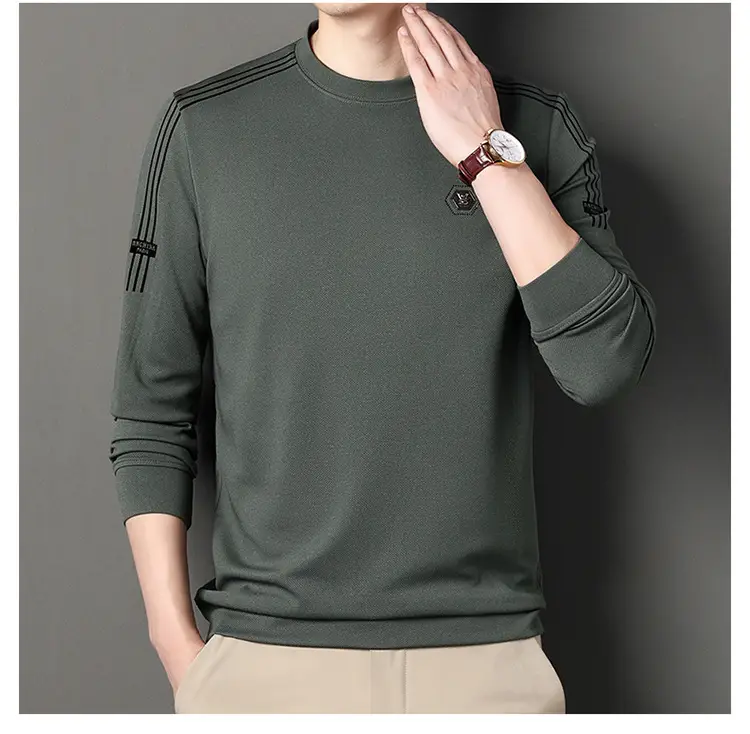 Men Black Long Sleeve T-Shirt Round Neck Casual Wear — feature 22