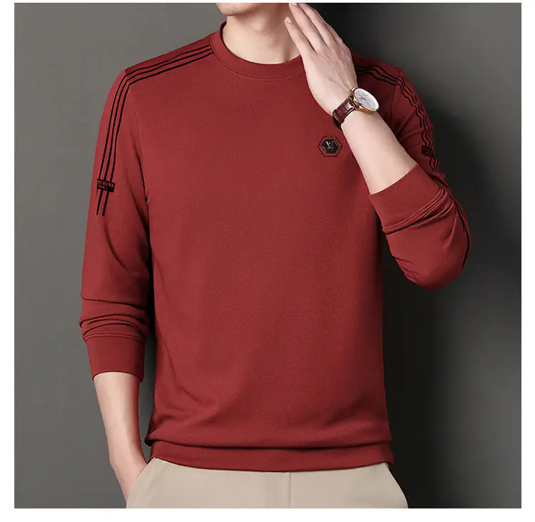 Men Black Long Sleeve T-Shirt Round Neck Casual Wear — feature 25