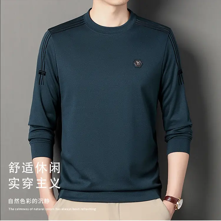 Men Black Long Sleeve T-Shirt Round Neck Casual Wear — feature 8