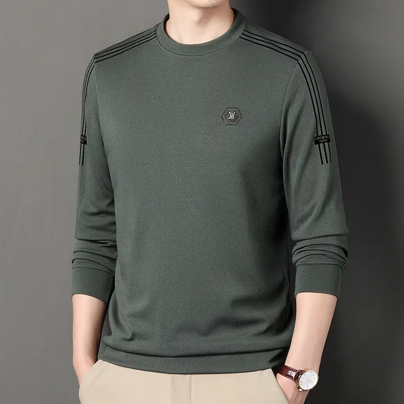 Men Black Long Sleeve T-Shirt Round Neck Casual Wear