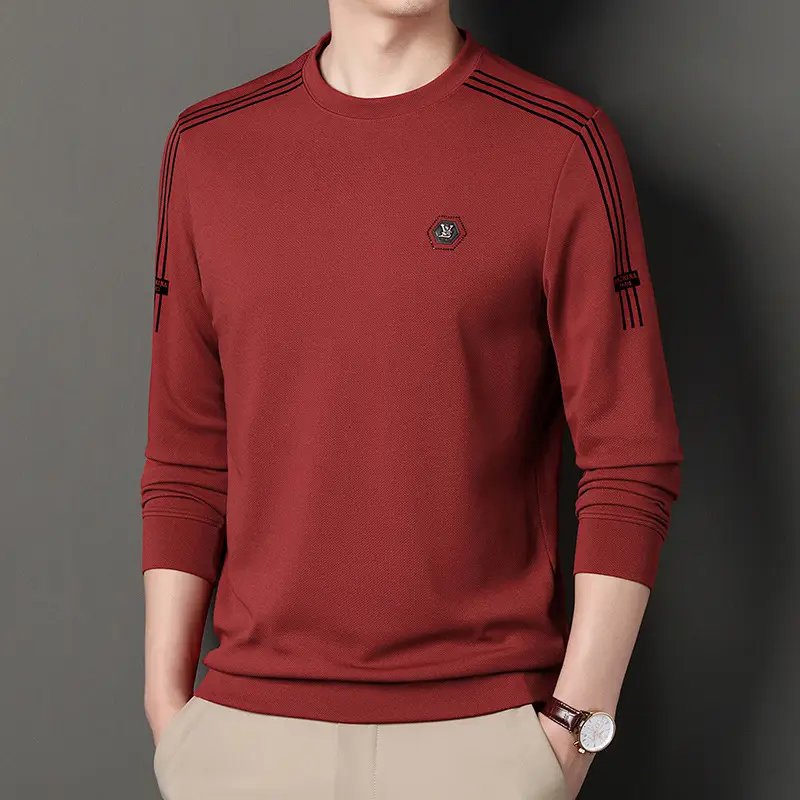 Men Black Long Sleeve T-Shirt Round Neck Casual Wear