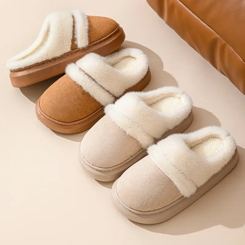 Women Winter Warm Stuffed Cotton Slippers Brown - Image 14